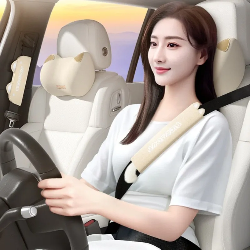 

Universal Cute Cat Seat Belt Shoulder Pads - Plush Anti-Choke Protector Soft Car Decor for All Vehicles