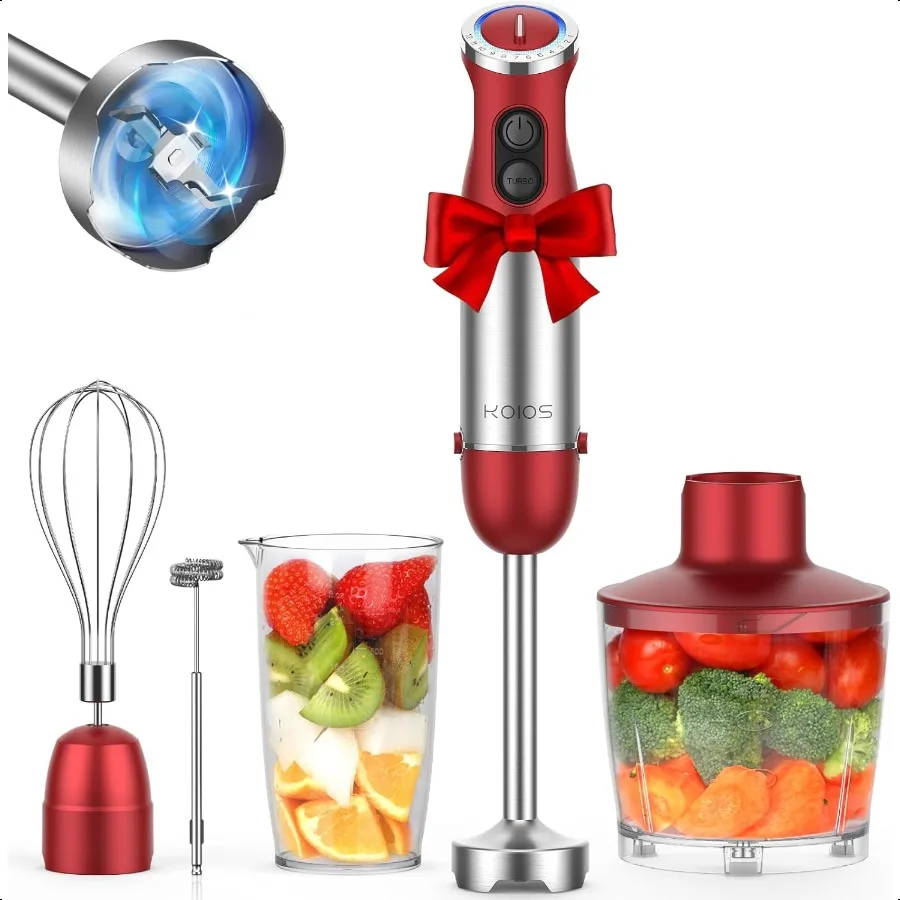 

5in1 Hand Immersion Blender 1000W 12 Speed Handheld Blender Stick with Copper Motor Stainl Steel Blade 600ml Mixing Beaker 500m