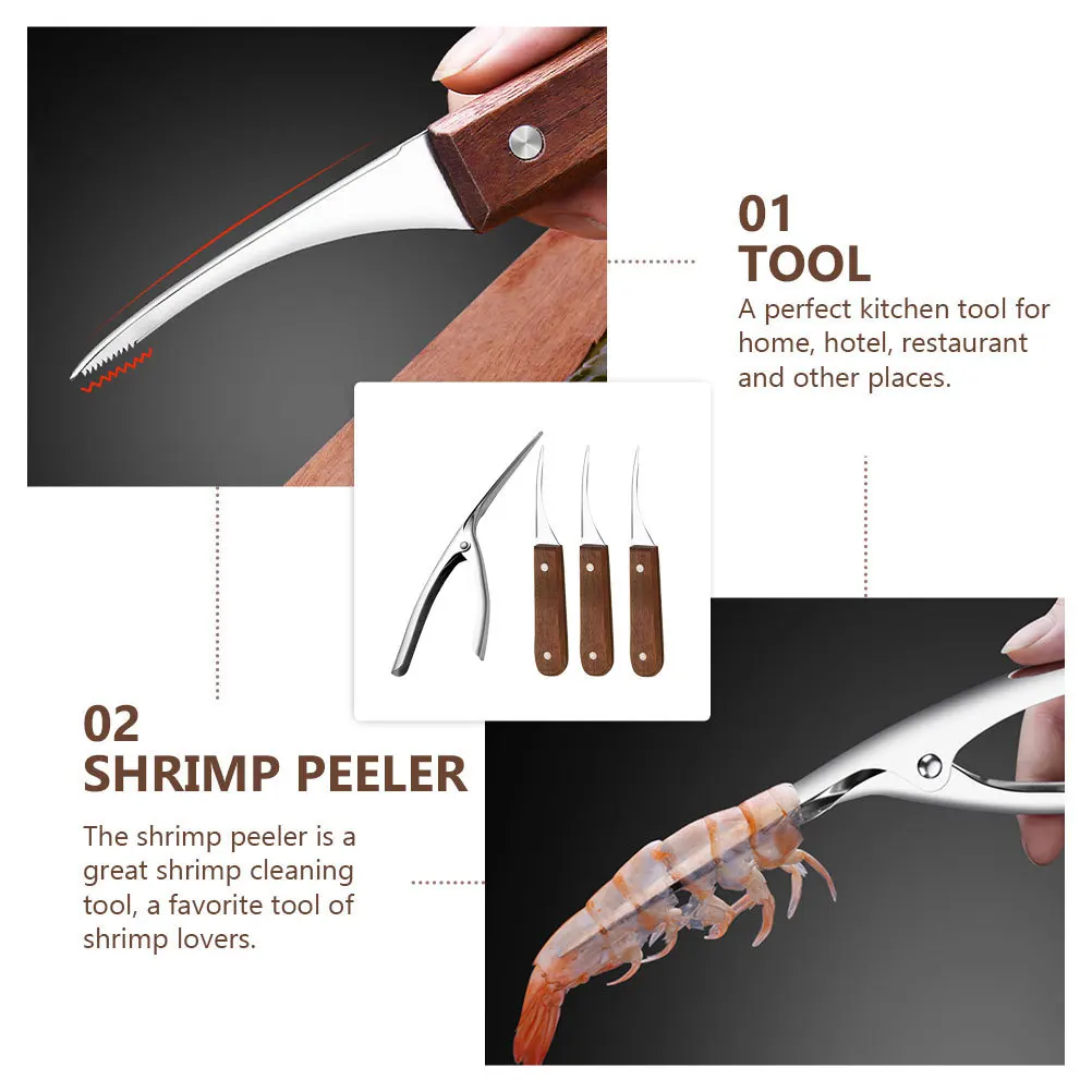 

1 Set Stainless Steel Deveiner Peeler Tool Kitchen Gadget For Fast Shrimp Line Cleaning Seafood Prep Tool Shrimp Peeling