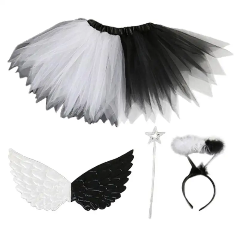 Ensemble costumes arc-en-ciel d'Halloween 652F, accessoires Costume Cosplay du diable pour enfants filles, comprenant