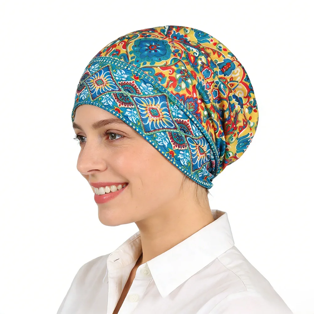 Musterhut im Ethno-Stil, Beanie-Mütze, Skullcap, Kopfbedeckung, Hut – Detail 9