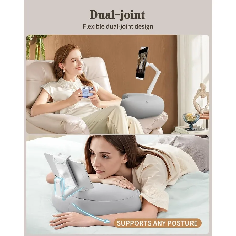 SAIJI Kindleピロースタンド iPadスタンド 4.7～15.6インチのKindle、スマホ、iPadに対応 360度調整可能なラップビーンバッグタブレットホルダー ベッド用