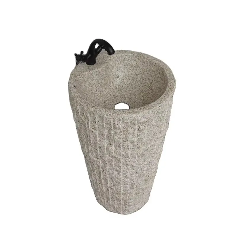 

G682 Rusty Yellow Sink Freestanding Granite Pedestal Sink Vanity Stone Bathroom Sink Granite Farm Washing Outdoor Garden