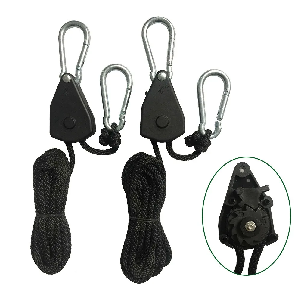 2pcs Adjustable 8inch Reinforced Hangers Hanging Ratchet for Tent Grow Plant Lamp Rope Ratchet Hanger Pulley Hook