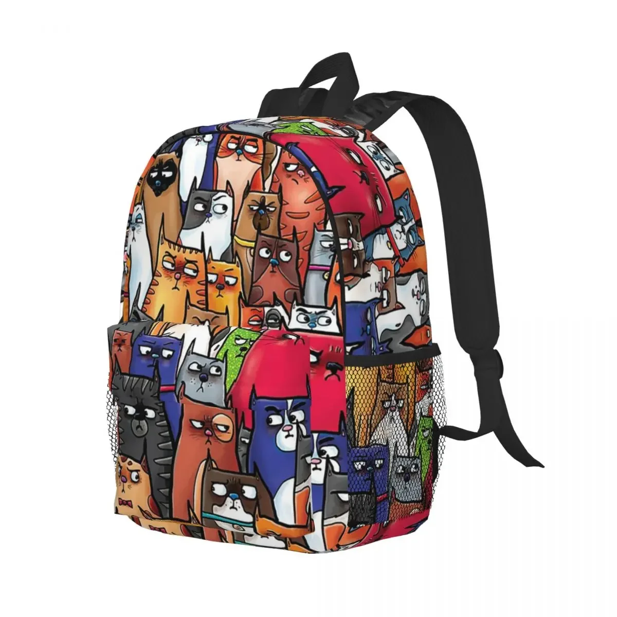 Kitties ที่น่าสงสัยกระเป๋าเป้สะพายหลังวัยรุ่น Bookbag Casual นักเรียนโรงเรียนกระเป๋าแล็ปท็อป Rucksack กระเป๋าสะพายขนาดใหญ่ความจุ