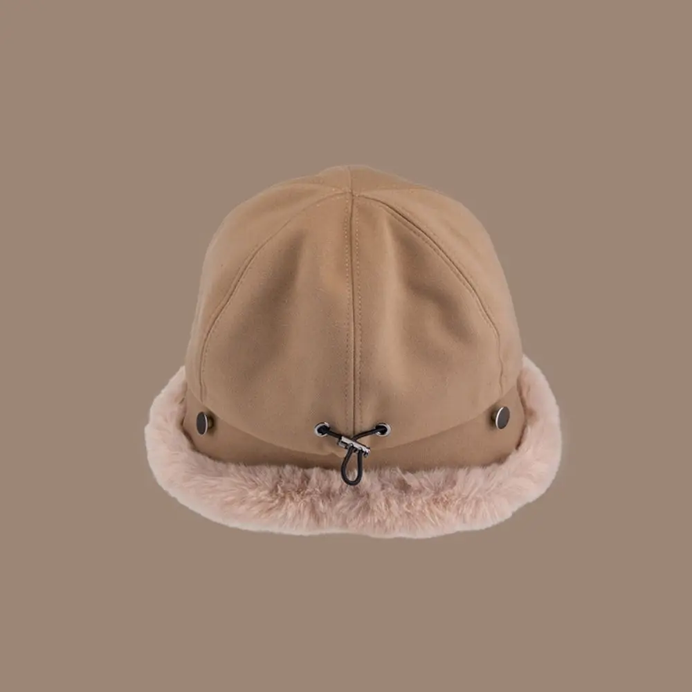 Chapeau Panama en velours coupe-vent, à large bord, en peluche, en fourrure moelleuse, seau, Protection des oreilles épaisse, casquette chaude pour l'extérieur