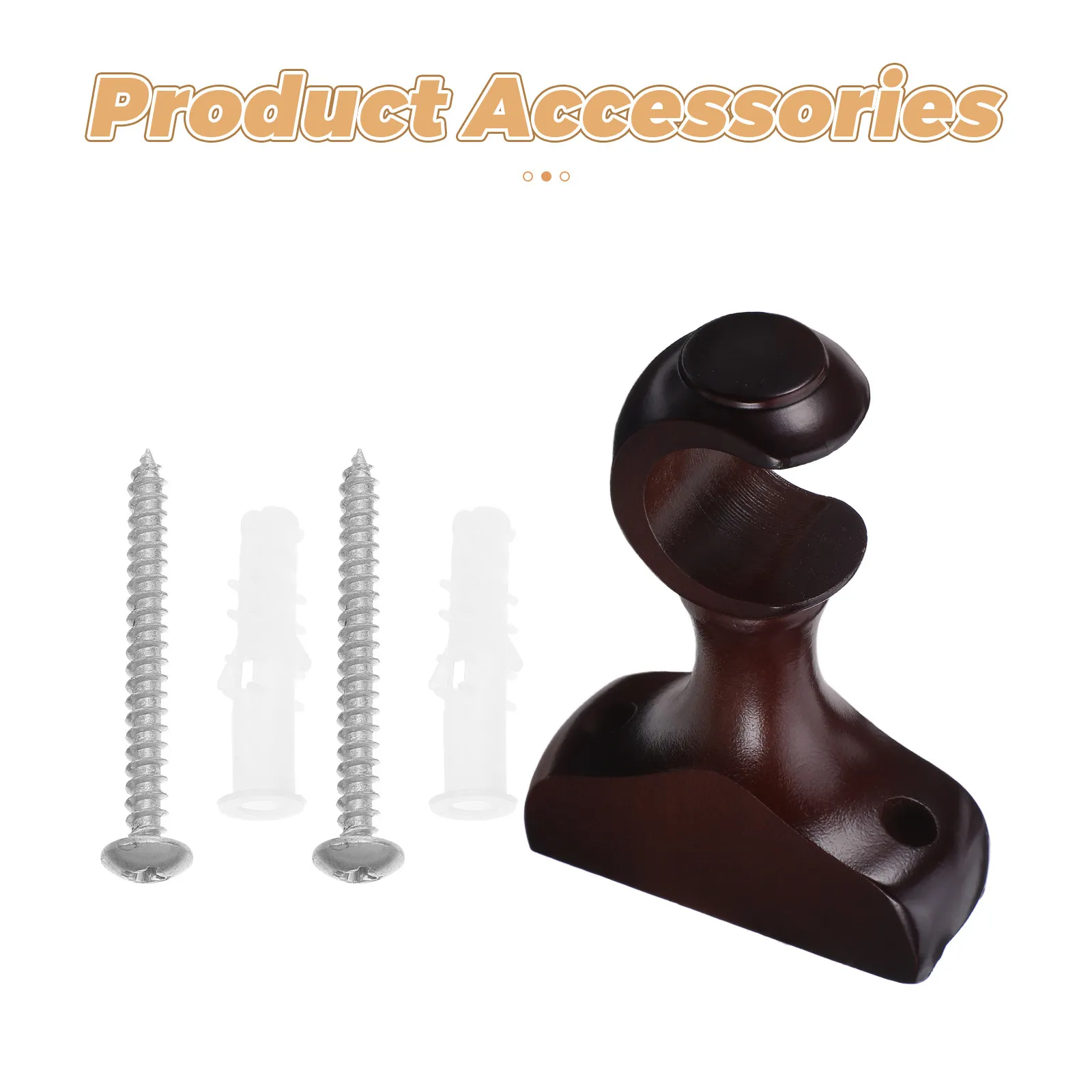 2Pcs Wood Curtain Rod Brackets Brown Decorative Drapery Rod Support for Living Room Bedroom Kitchen Bathroom Window Treatment