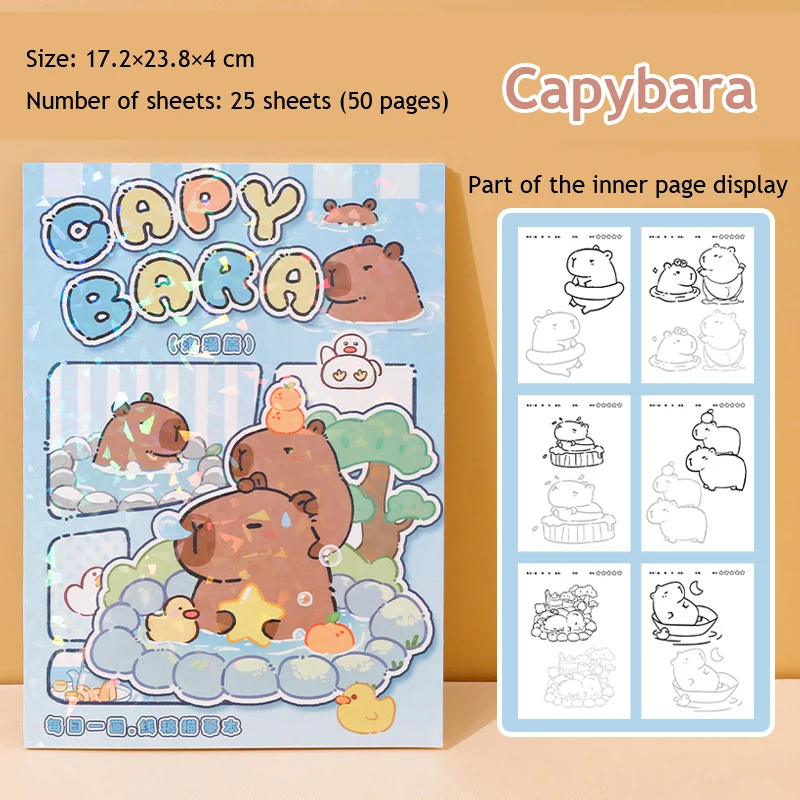 Imagem -05 - Kawaii Capivara Coloring Book Infantil Copiar Imagem Graffiti Sketchbook Desenho Notebook Art Supplies