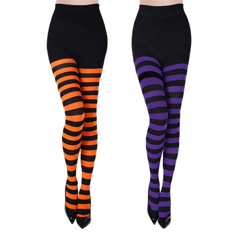 Striped stockings with bow seamless Pantyhose Footed Pantyhose for Girls Costume Party Dress up