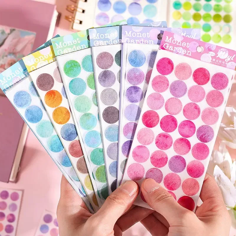 6pcs/pack Colored Dot Pattern Decorative Stationery Stickers Colorful Dream Scrapbooking Diy Diary Album Planner Sticker Gifts