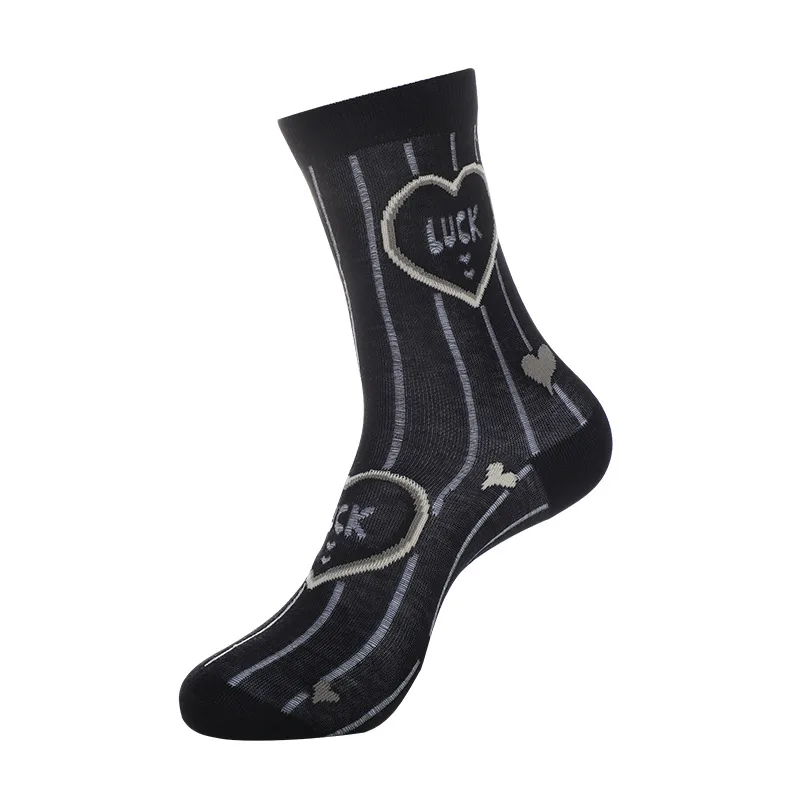 Socks Women Stockings Female Black White Summer Breathable Student Leisure Sport Sock Cotton Love Flower Print Plaid Checked Sox image 5