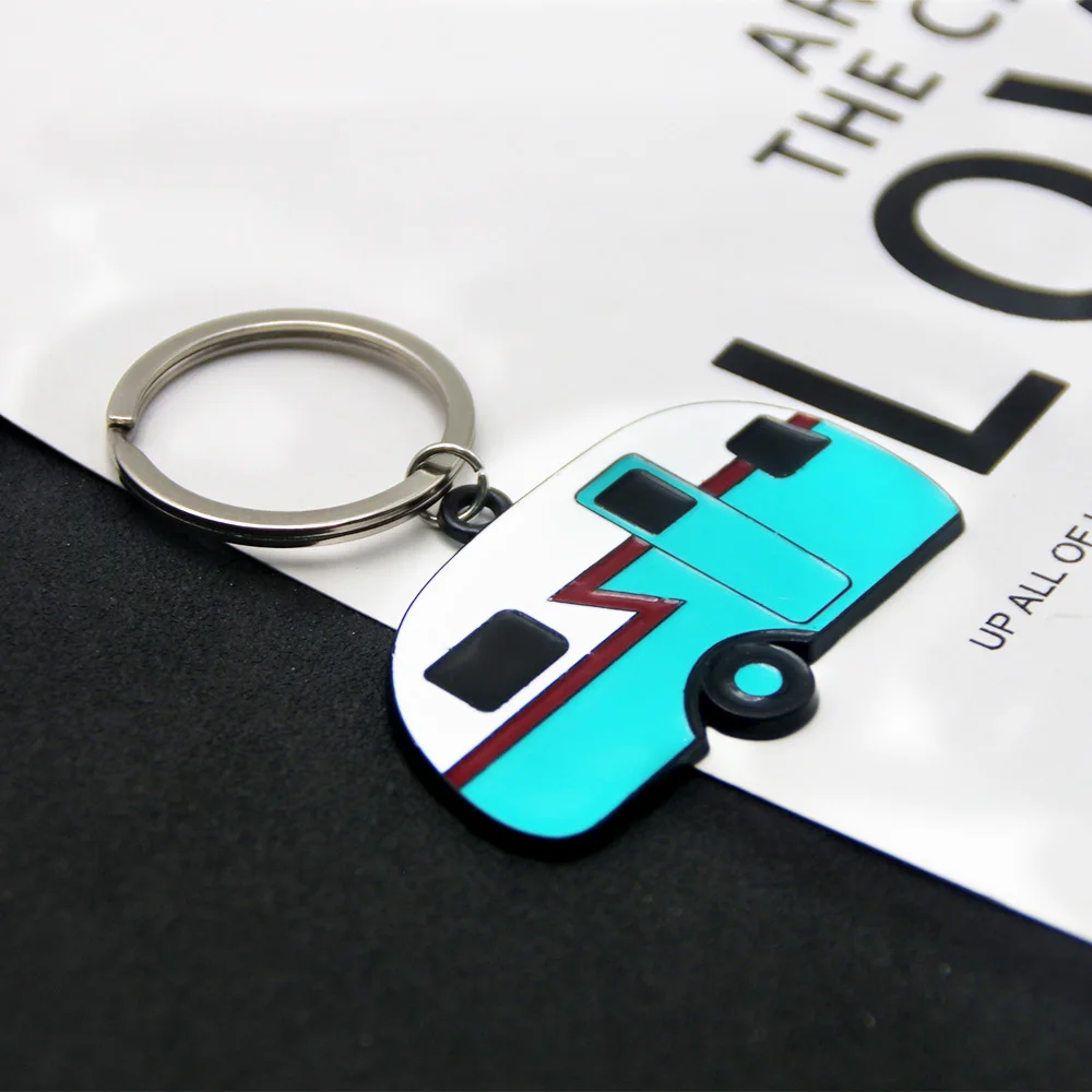 Cute Camper Keychain Camping World Van Car Pendant Key Chain For Women Men Keyring Jewelry Travel Souvenir Gift