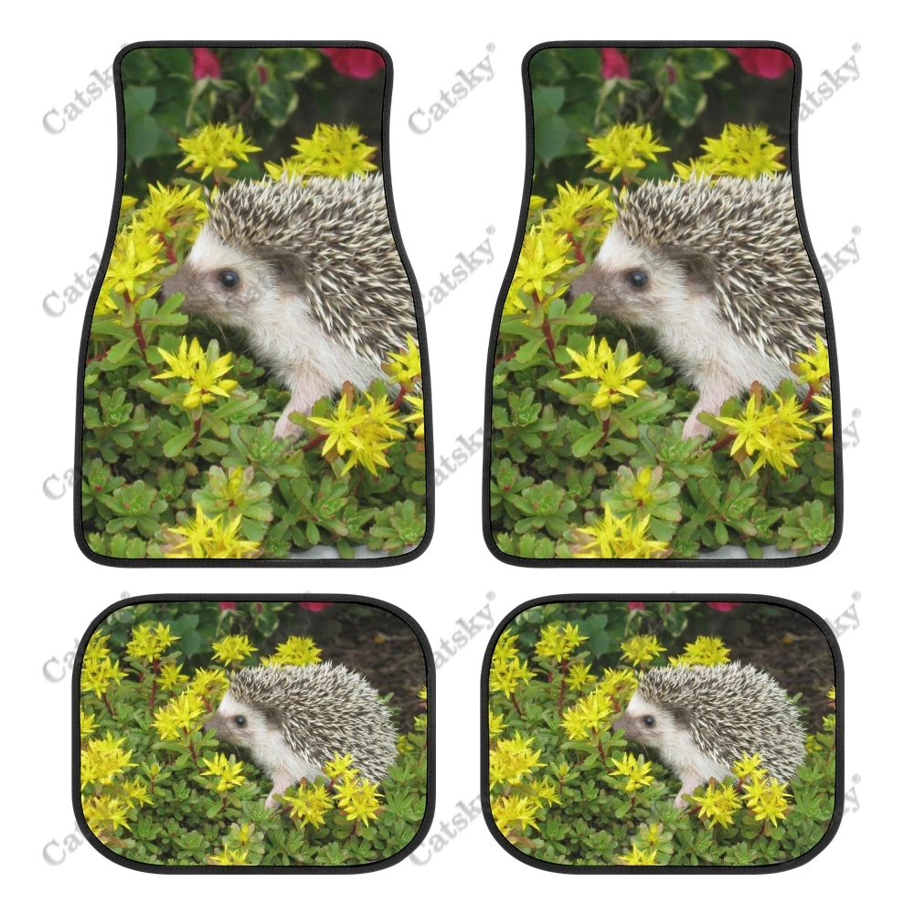 Hedgehog Car Floor Mats Fit Most Car Interior Rubber Floor Mats Custom Printed Pattern Floor Mats 4pcs