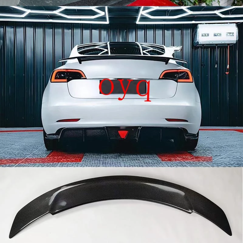 

For Tesla Model3 Modely high quality Carbon Fiber rear boot Wing Spoiler Rear Roof Spoiler Wing Trunk Lip Boot Cover