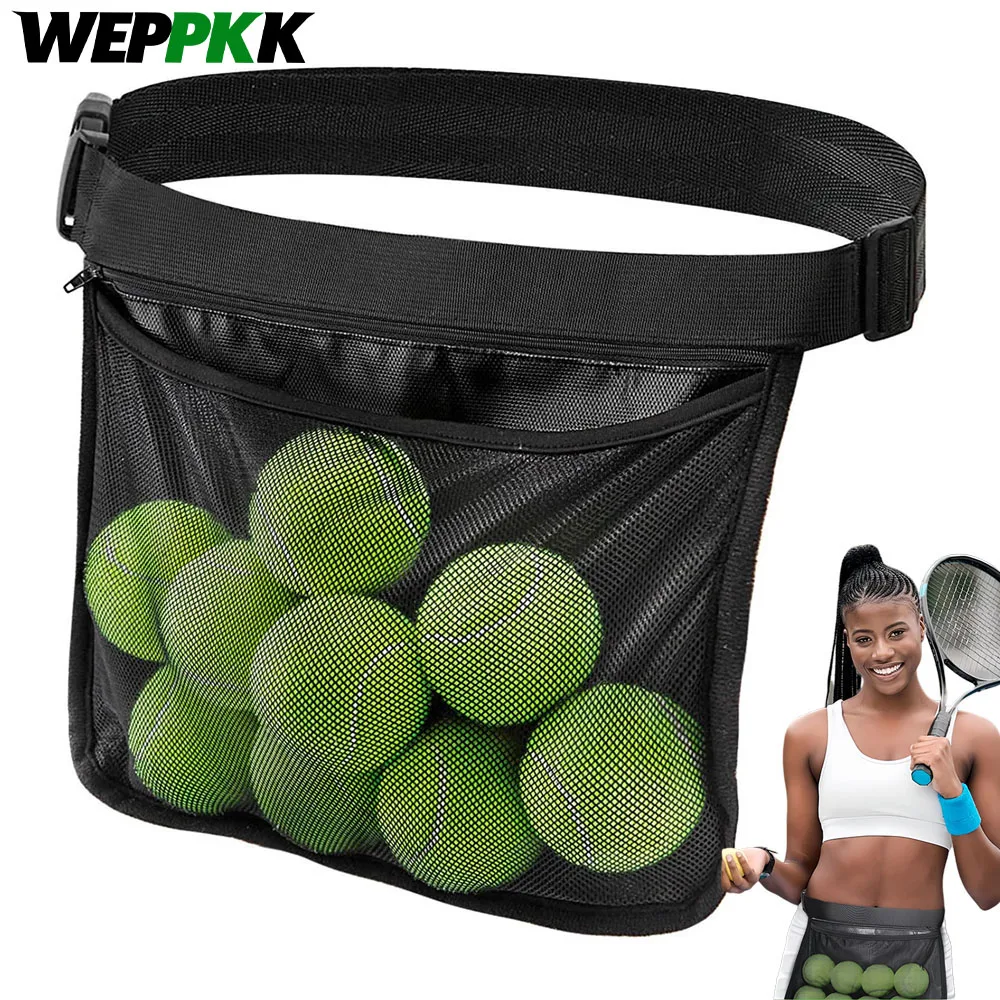 

1PCS Ball Holder for Tennis Pickleball, Waist Bag with Mesh Pocket & Zippered Pocket, Adjustable Hip Bag for Men & Women