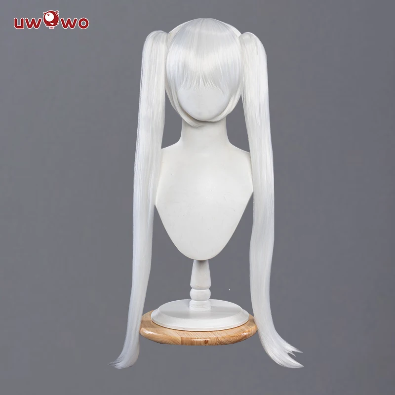 UWOWO Elle Cosplay Wig Rurudo Action Figure Style Elle Angel Police White Hair Cosplay 85cm Ponytail Heat Resistant