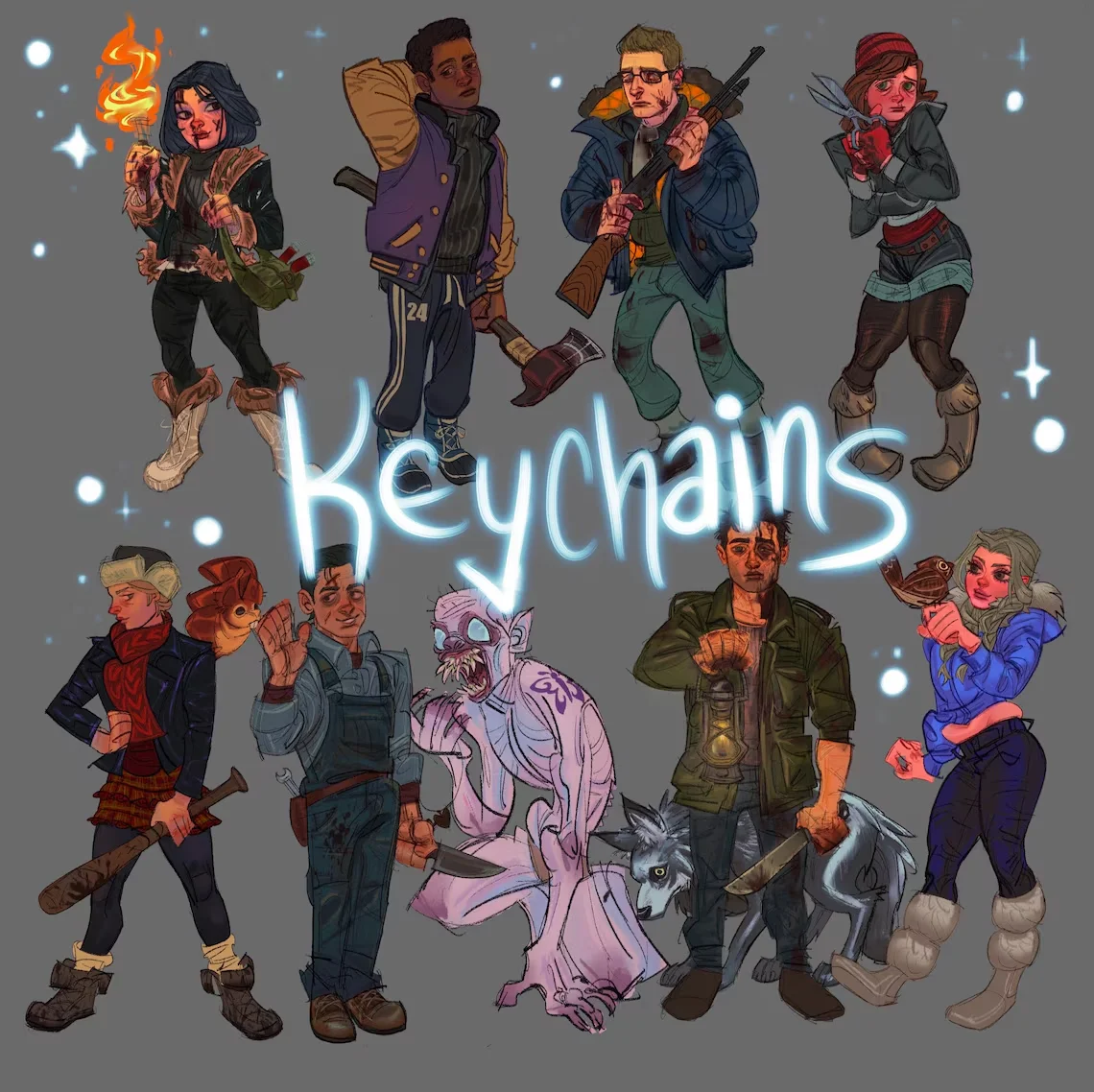 until DAWN Acrylic Keychains Charms 3 Inch Collectible Bag Tag PVC Material Anime Game Key Holder