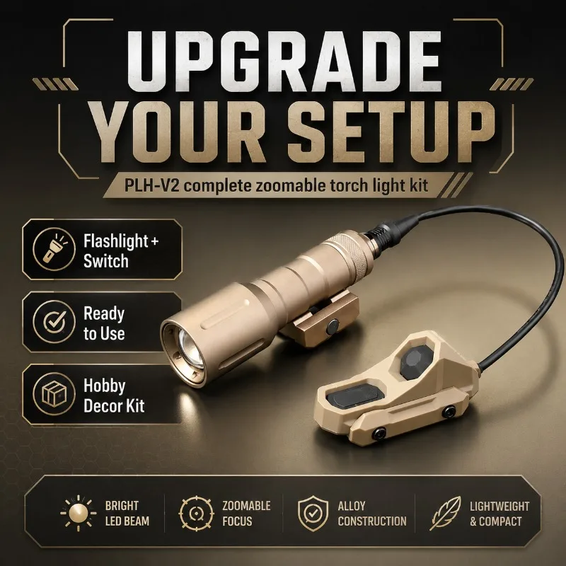 Sturdy PLH‑V2 Rail‑Mount Torch Light, Zoom‑Adjustable Flashlight with Remote Operating Cable Hobby Kit