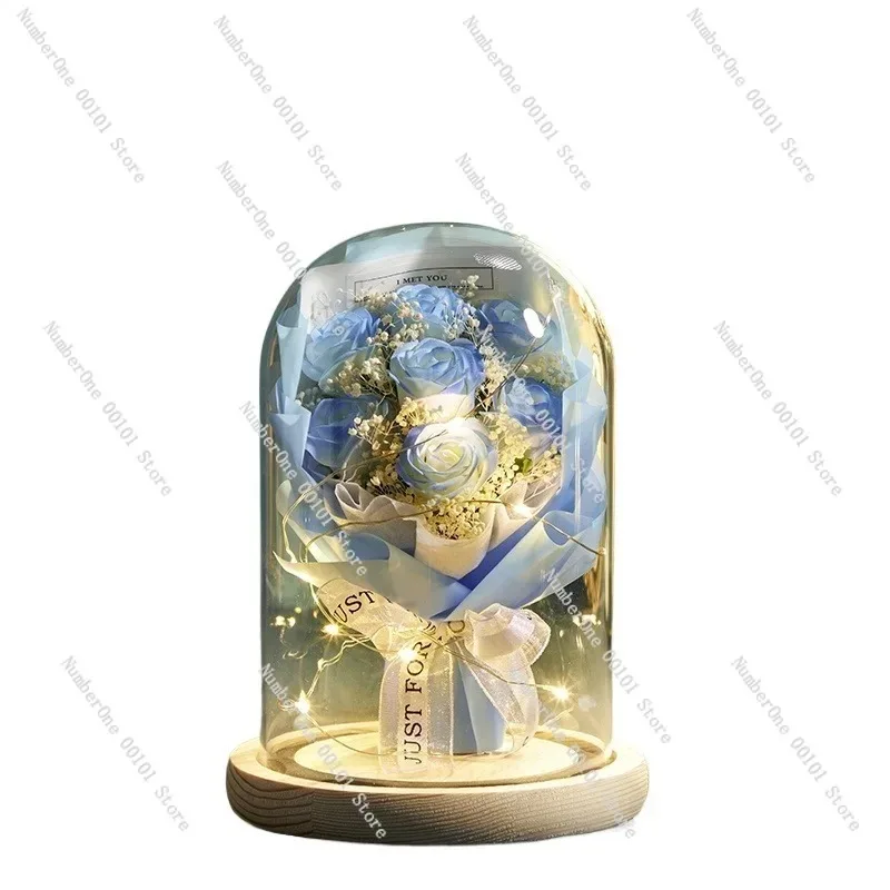 Romantic Glass Rose Bouquet Decoration Gift,Suitable Girlfriend,Mother,Anniversaries,Birthdays,Celebrations Emotional Surprises