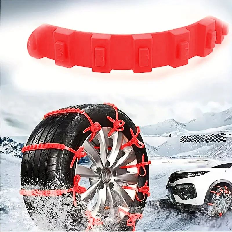 24PCS Reusable Anti Snow Chains of Car，Universal Adjustable Emergency Portable Snow Tire Chains for Car  Adjustable Zip-tie