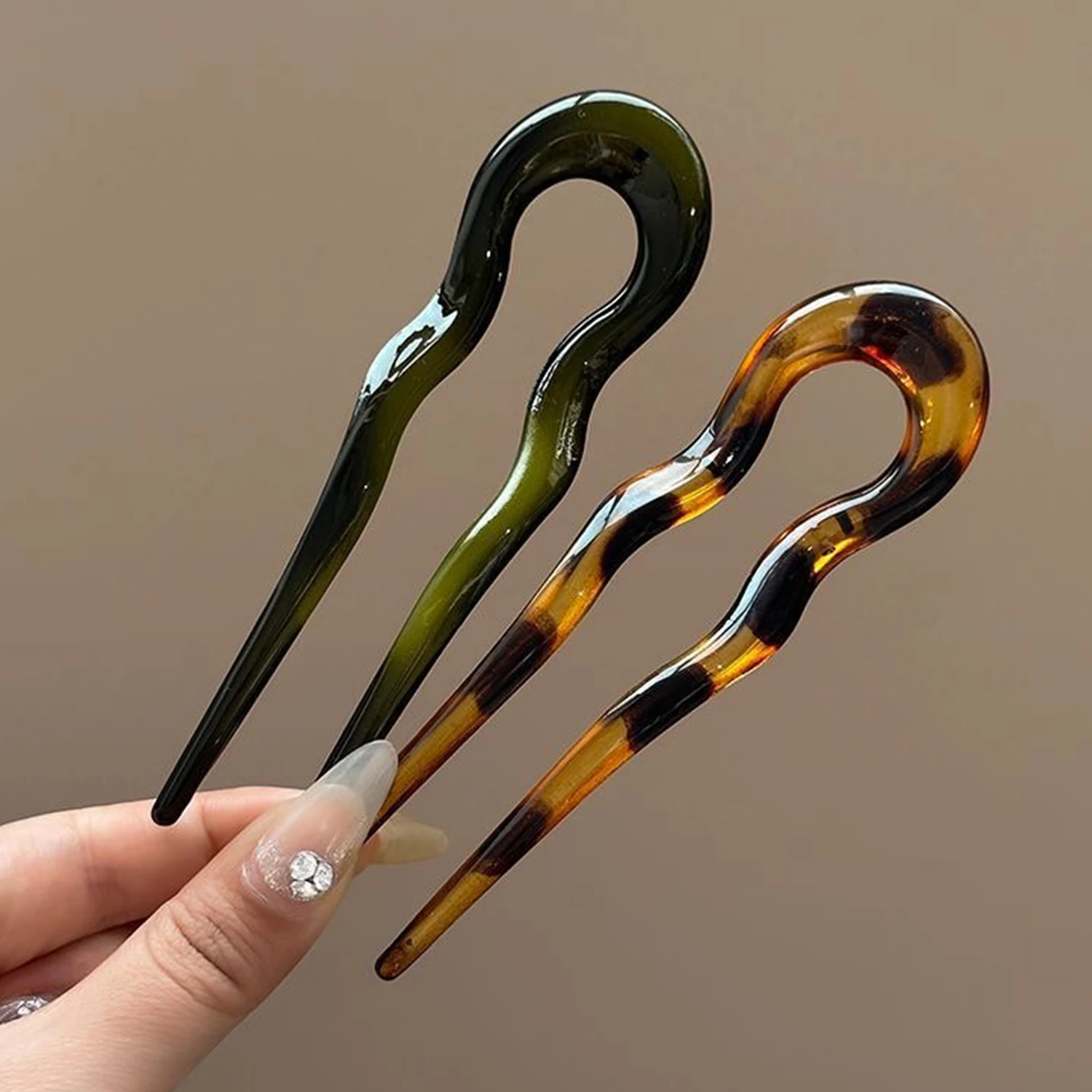 

1 Pc New U-Shaped Hair Fork Fashion Tortoiseshell Acetate Acrylic Hairpin Geometric Design Headwear Hair Sticks Women Girls