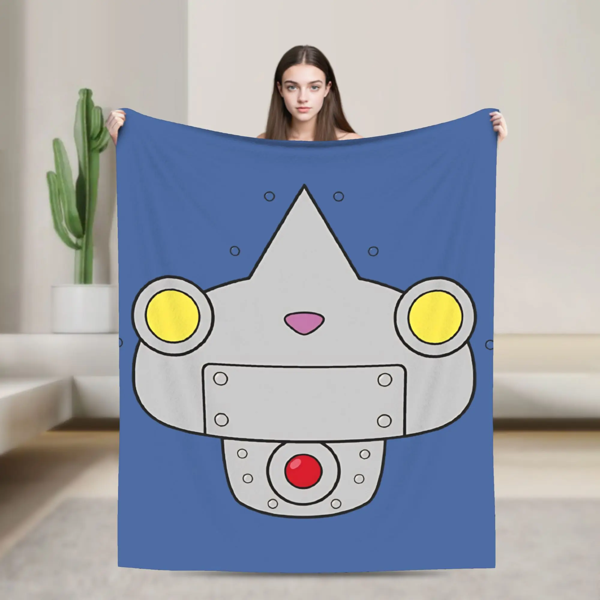 Yokai Watch Game Blankets Fleece Textile Decor Robonyan Face Super Warm Throw Blankets for Sofa Outdoor Plush Thin Quilt