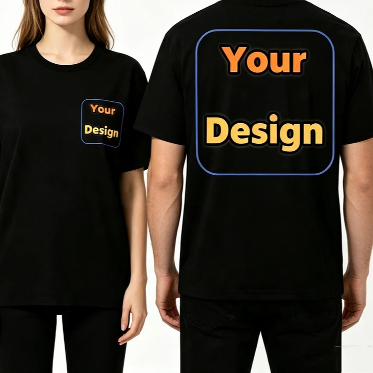 Personalized Logo Graphic Tee Custom Your Design Front Back Print T Shirt Casual Short Sleeve Tops Great Gift Idea Men Women