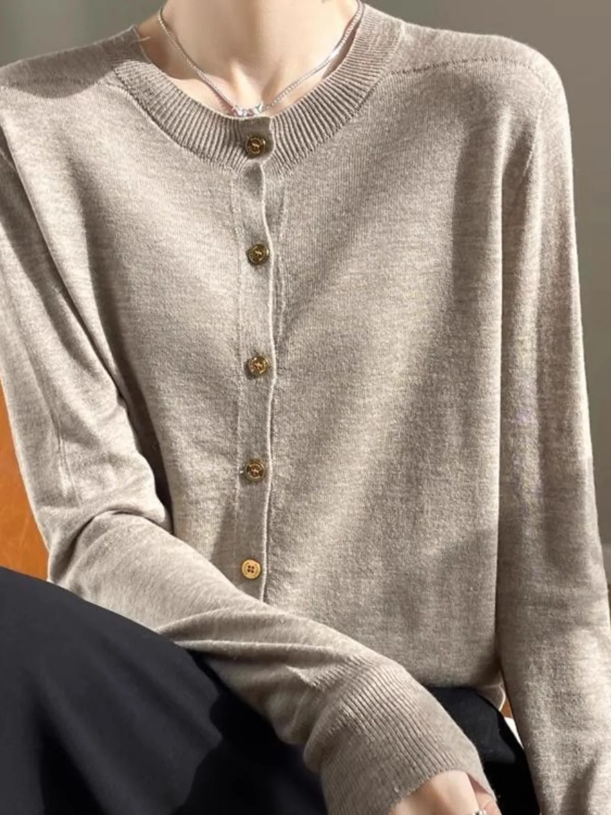 

Thin Long Sve Knitted Open Cardigan Women's ort Outerwear Simple Versatile Top Coat Simple Commute Sle Regular Fit