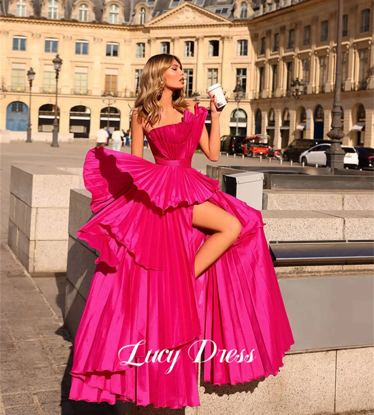 Lucy  Ball Gown Party Dress Irregular Shape Satin Line A Strapless Dresses Gala Robe Soiree De Luxe 2024 Evening Customized