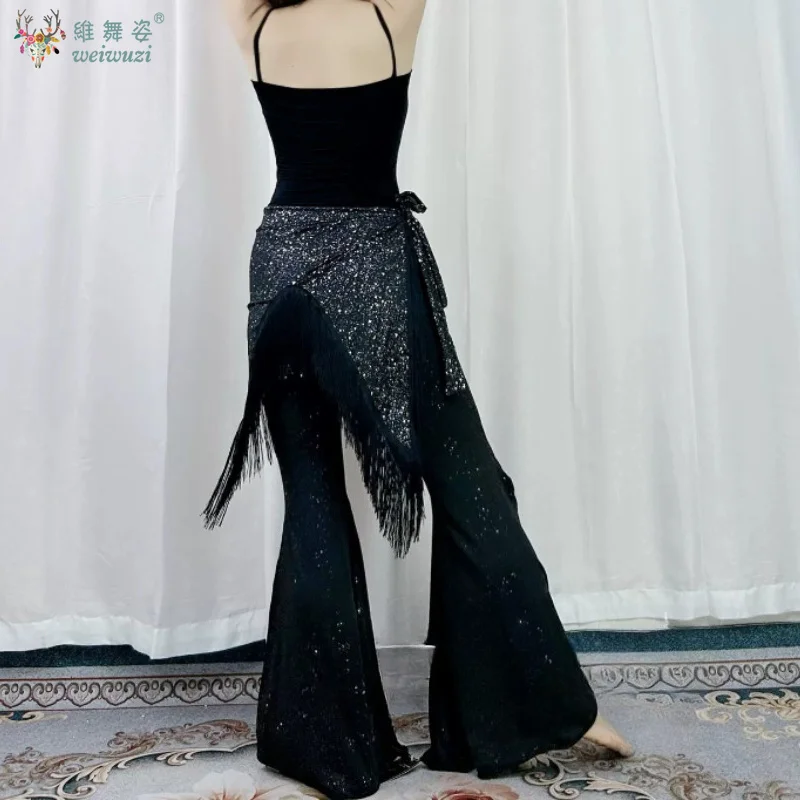 Belly Dance Hip Scarf Sequined Tassel Hip Towel Oriental Dance Sexy Triangle Scarf Waist Chain Outfit Performance Accessories view 3