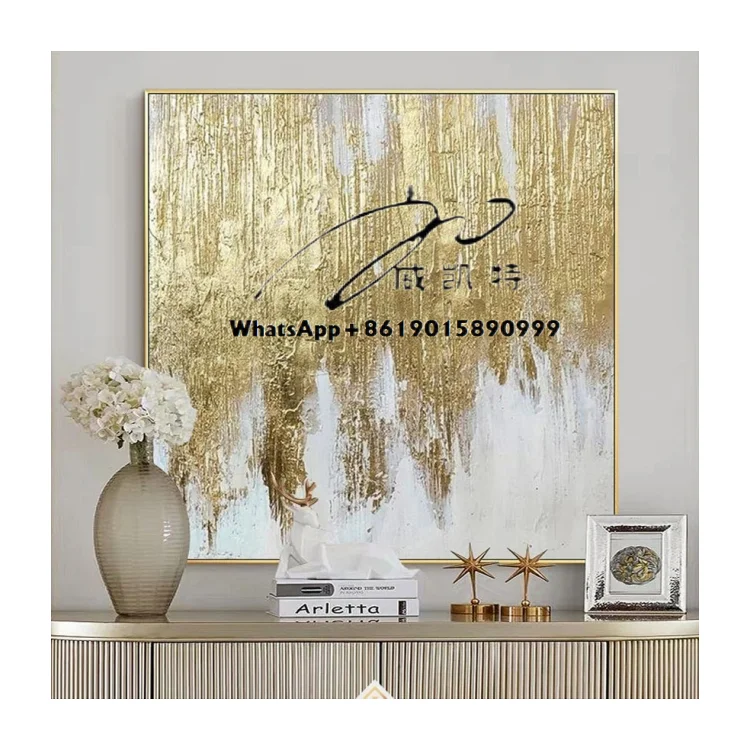 Dropshipping Home Decor Modern Abstract Nordic Pictures Wall Art Canvas 3d Gold Foil Texture Hand Made Oil Painting