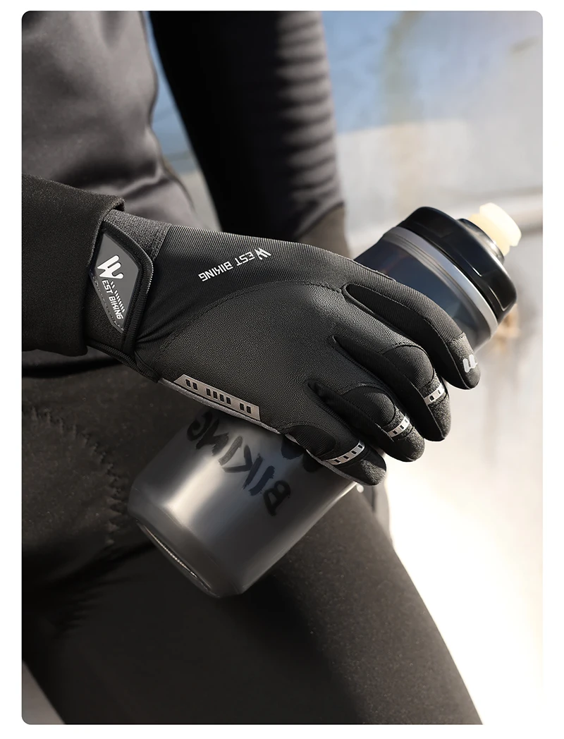 WEST BIKING Stoßfeste Vollfinger-Fahrradhandschuhe für Herren, SBR-Handflächenpolster, rutschfest, atmungsaktiv, Touchscreen-fähig, MTB, Rennrad, Sport-Handschuhe – Detail 16