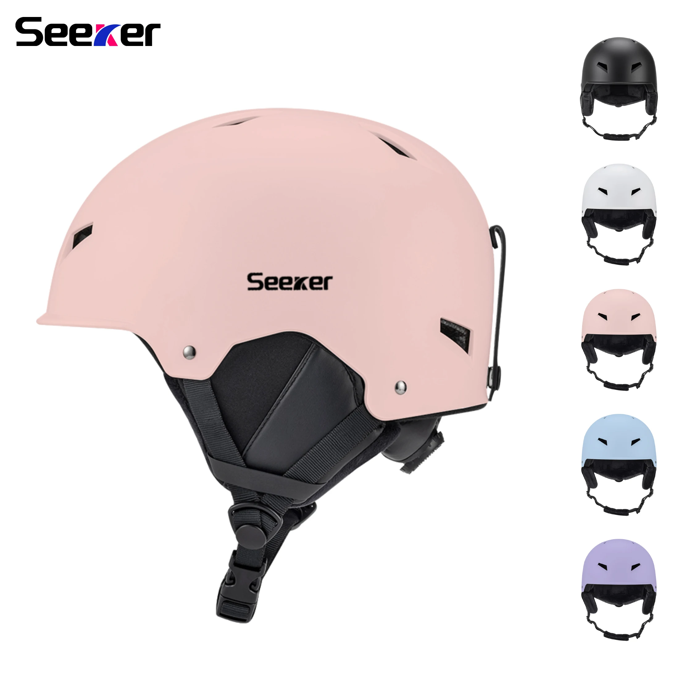 Seeker Adult Ski Helmet Snowboard Skating Winter Sports Outdoor Protective Safety Helmet Children's One-piece Warm Ski Helmets