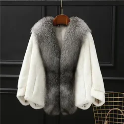 2024 New Winter Women Clothes Fluffy Loose Warm Soft White Faux Fur Coat with Long Sleeve Furry Jacket Fashion Autumn T08