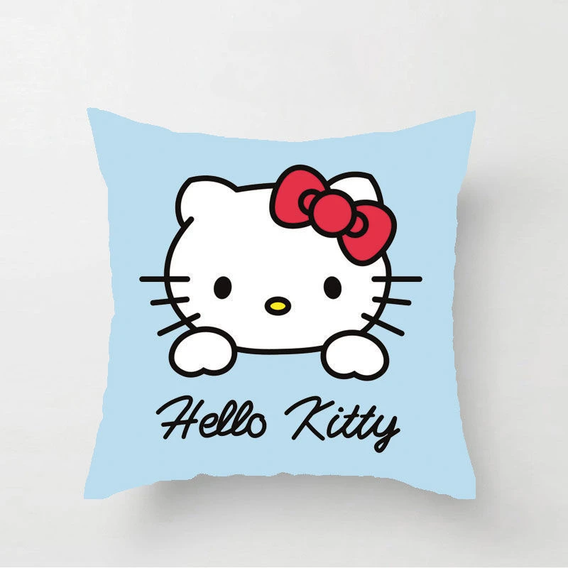 Hello Kitty Pillowcase Sanrio Cartoon Figure Kitty Print Sofa Pillow Case Room Decorations Double Sided Throwing Pillow Girl