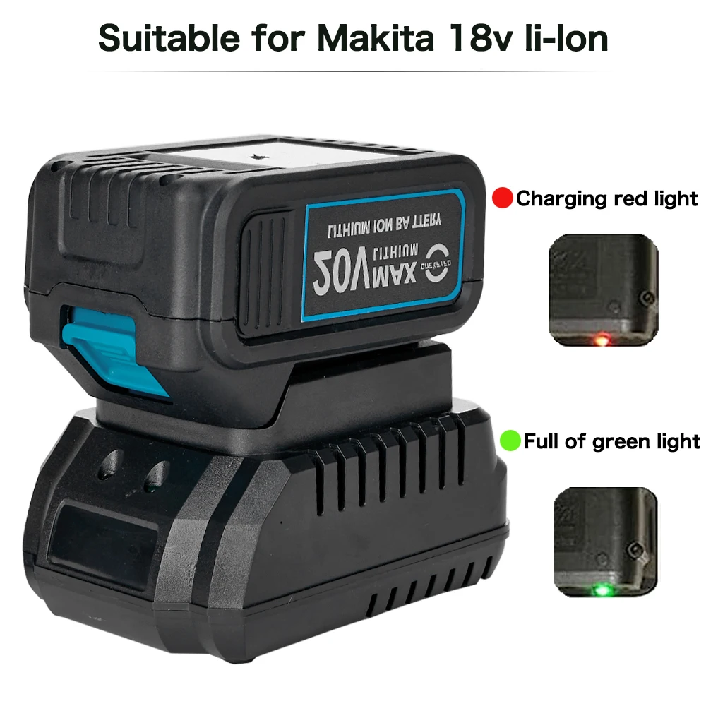 Imagem -02 - Carregador de Bateria de Lítio Modelo Makita Aplicar na Furadeira Elétrica Rebarbadora Ventilador Elétrico Ferramentas Elétricas 18v 21v ue Eua uk Plug