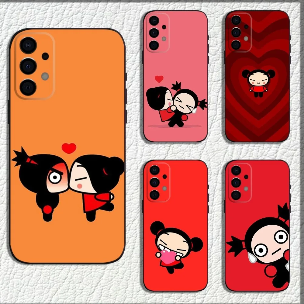 Cartoon P-Pucca-Garu Phone Case For Samsung Galaxy A13,A21s,A22,A31,A32,A52,A53,A71,A80,A91 Soft Black Shell