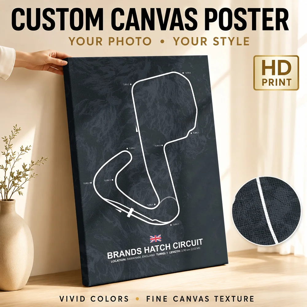 Brands Hatch Circuit Map Canvas Painting Poster Vintage Track Style Wall Decor With Personalized Photo For Study Ideal Fan Gift