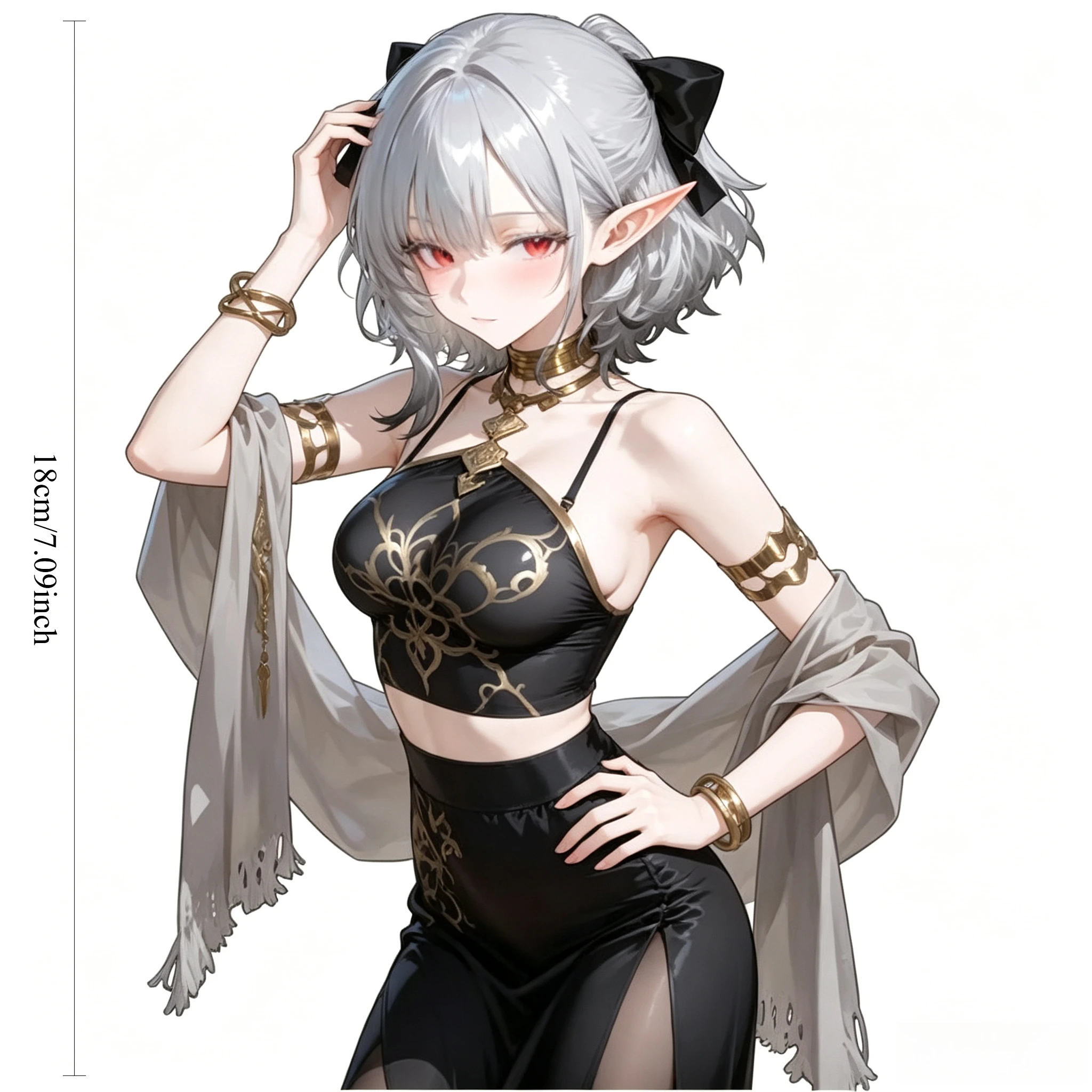 Silver Hair Red Eyes Elf Girl Sticker, Glossy Die-Cut Anime Decal for Car Window Helmet Surfboard