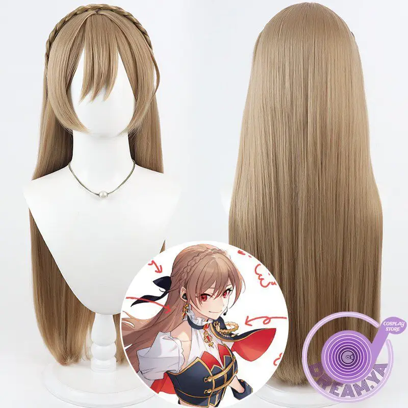 Furen E Lustario Cosplay Wig Vtuber Linen Long 80cm Heat Resistant Synthetic Hair Halloween Party Role Play Carnival + Wig Cap