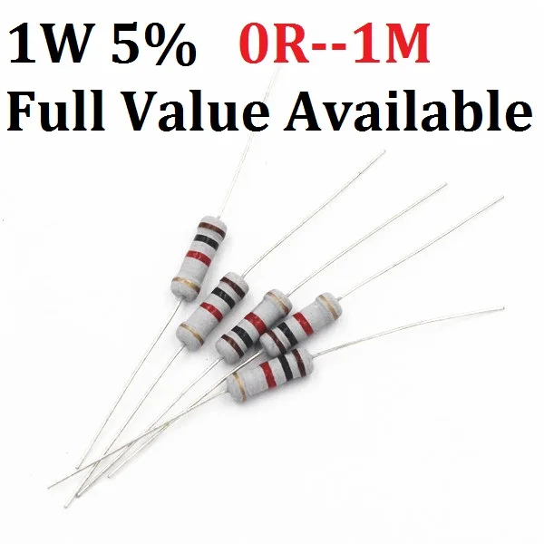 Free Ship 500pcs 1W Metal Film Resistor (0R To 1M) 10K Ohm 10K 4.7k 2.2K 1K 100K Carbon Film 3/5/6/0/7/8/9.1.2.3.4.5.6.7.8./R/K