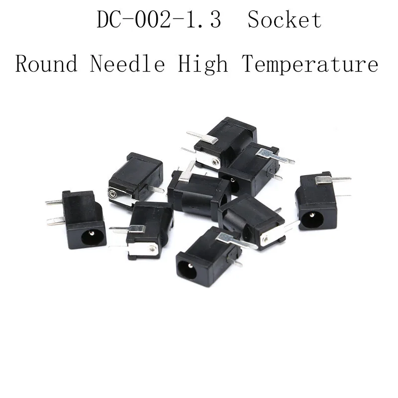 10PCS DC002-1.3MM Adapter Metal Head Welding Wire Type Connector Round Needle High Temperature Power Socket Metal Head Socket