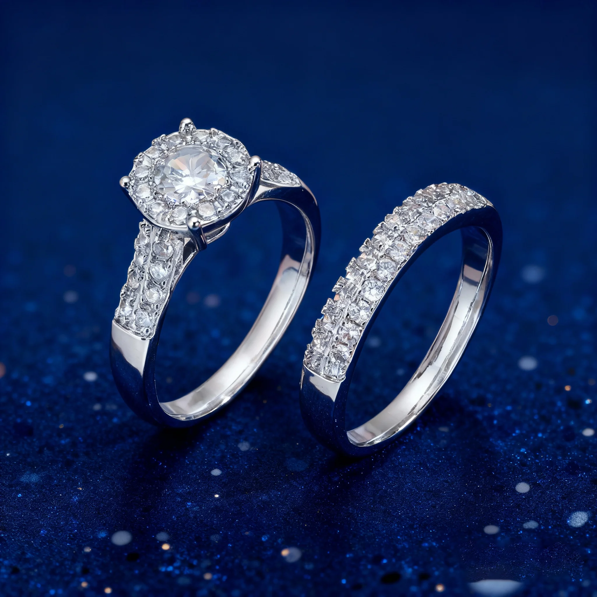 Goxygen Crystal Wedding Rings Set for Women And Men Sparkling Couple's Jewelry Anniversary Valentine's Day gifts