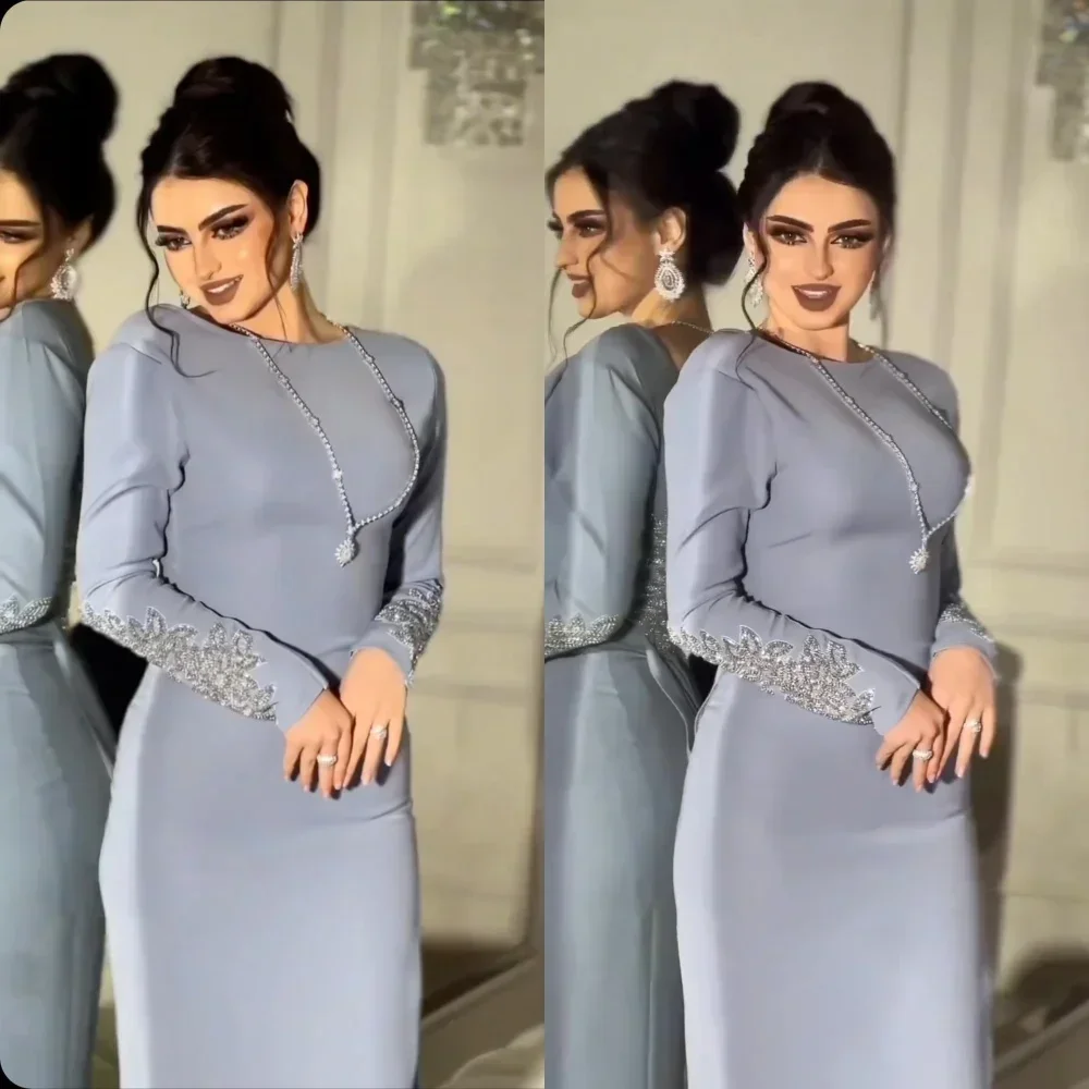 

Customized Exquisite Simple High Quality Pattern Sequined Straight O-Neck Midi Dresses Cocktail Dresses Modern Style Sparkle For