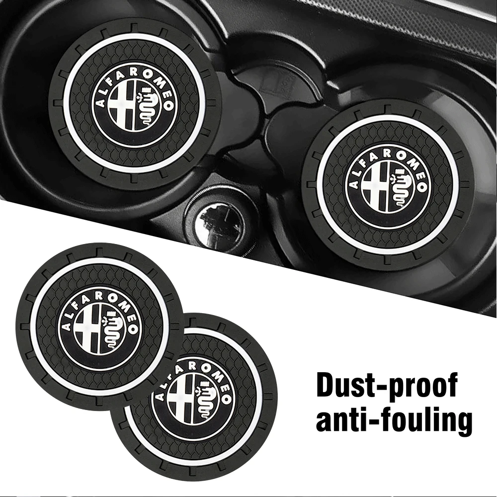 1pc or 2pcs Non-slip Car Water Cup Pad Rubber Mat For Alfa Romeo Giulietta GT 159 147 156 Mito Giulia F1 Stelvio Car Accessories