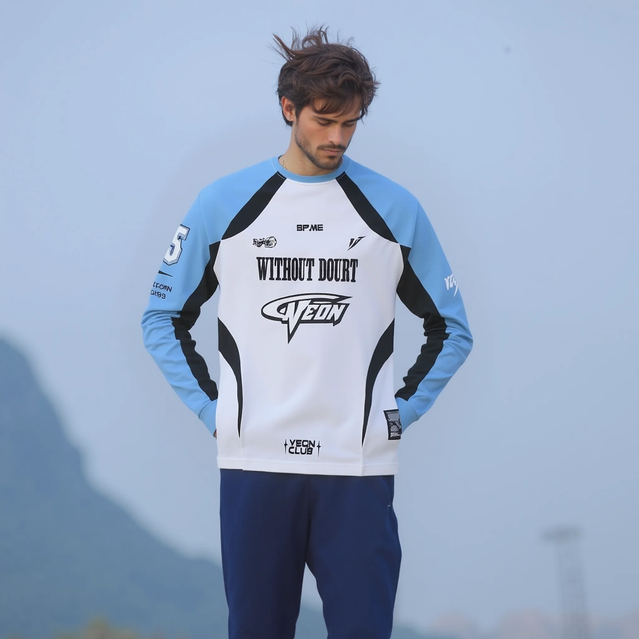 Veidoorn Herren-T-Shirts mit langen Ärmeln, feuchtigkeitsableitend, schnell trocknend, aktives Hemd, lockere Passform, sportliches Oberteil für Laufen im Fitnessstudio