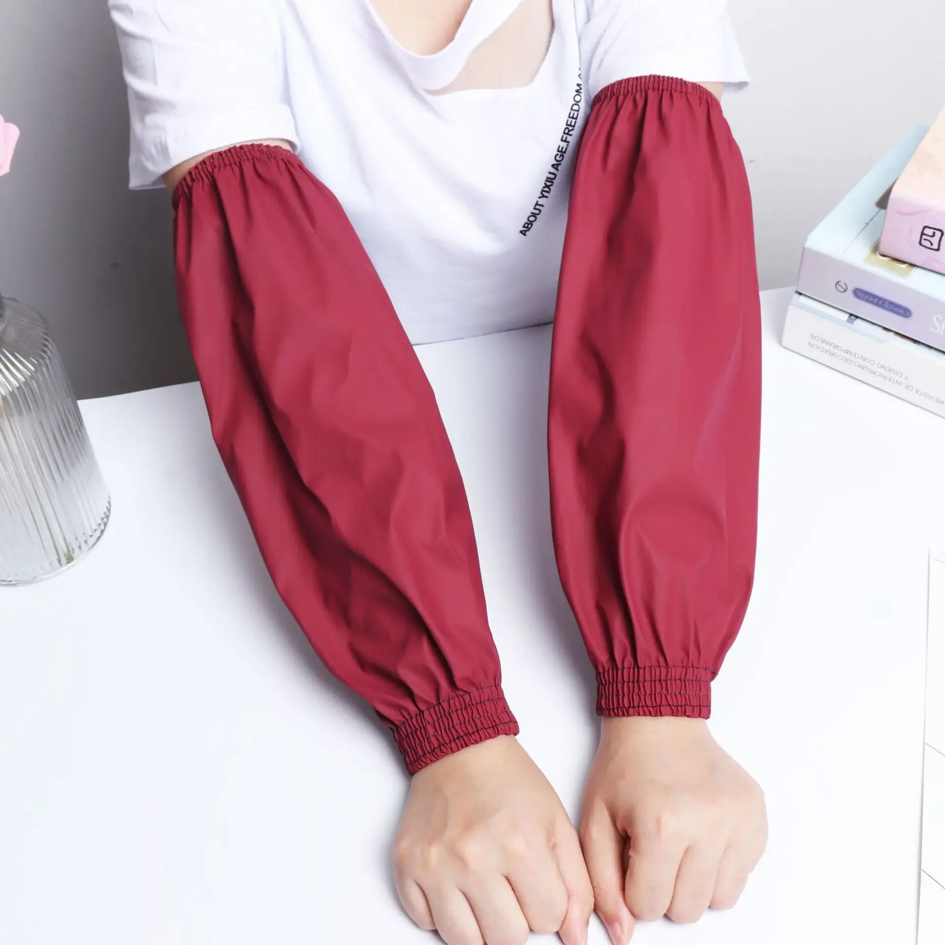 1Set Thick Oversleeve Waterproof PU Leather Oilproof Cuff Home Kitchen Cleaning Accessories Waterproof Sleeves Adult Arm Sleeves image 3