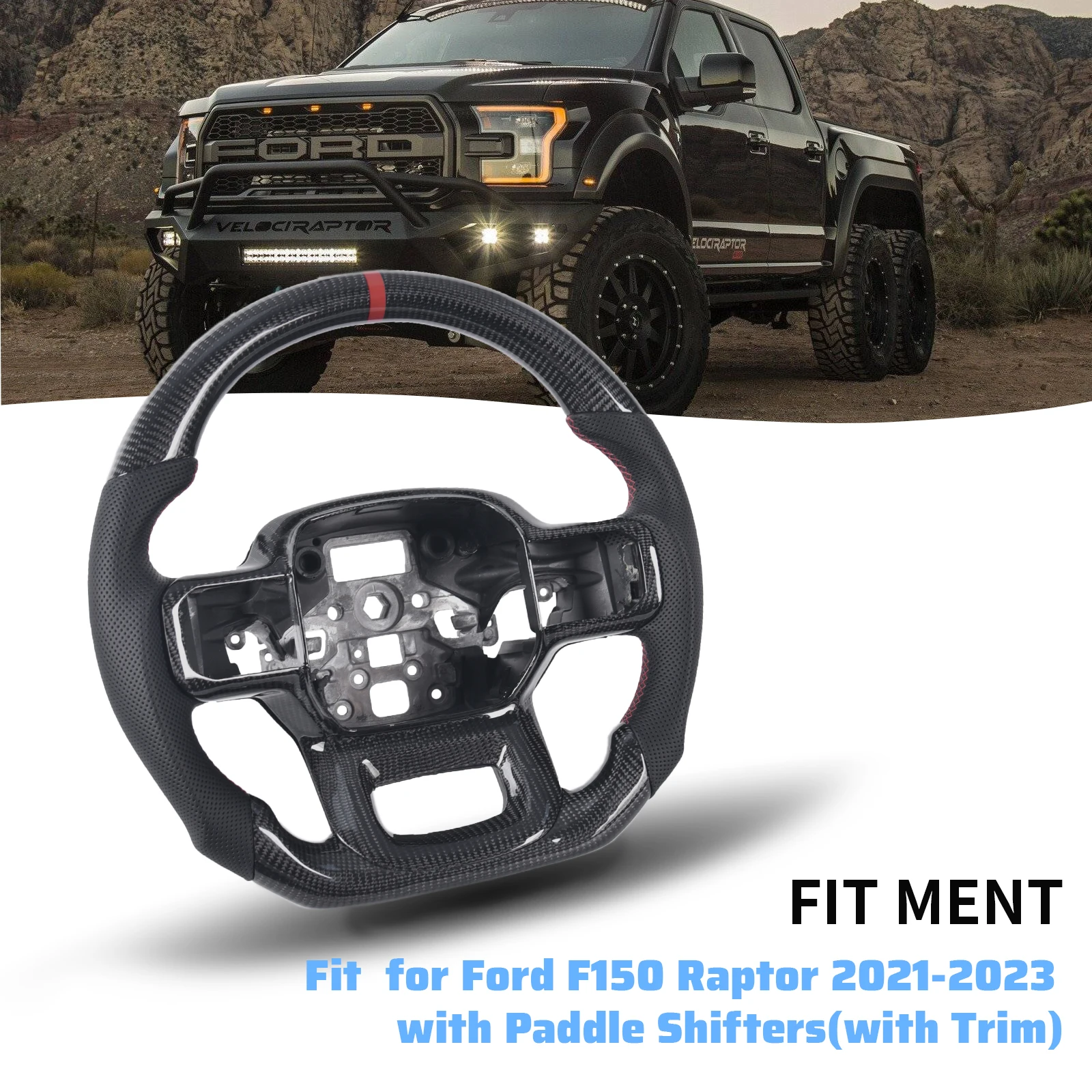 Real Carbon fiber steering wheel suitable for Ford f150 with paddles holes