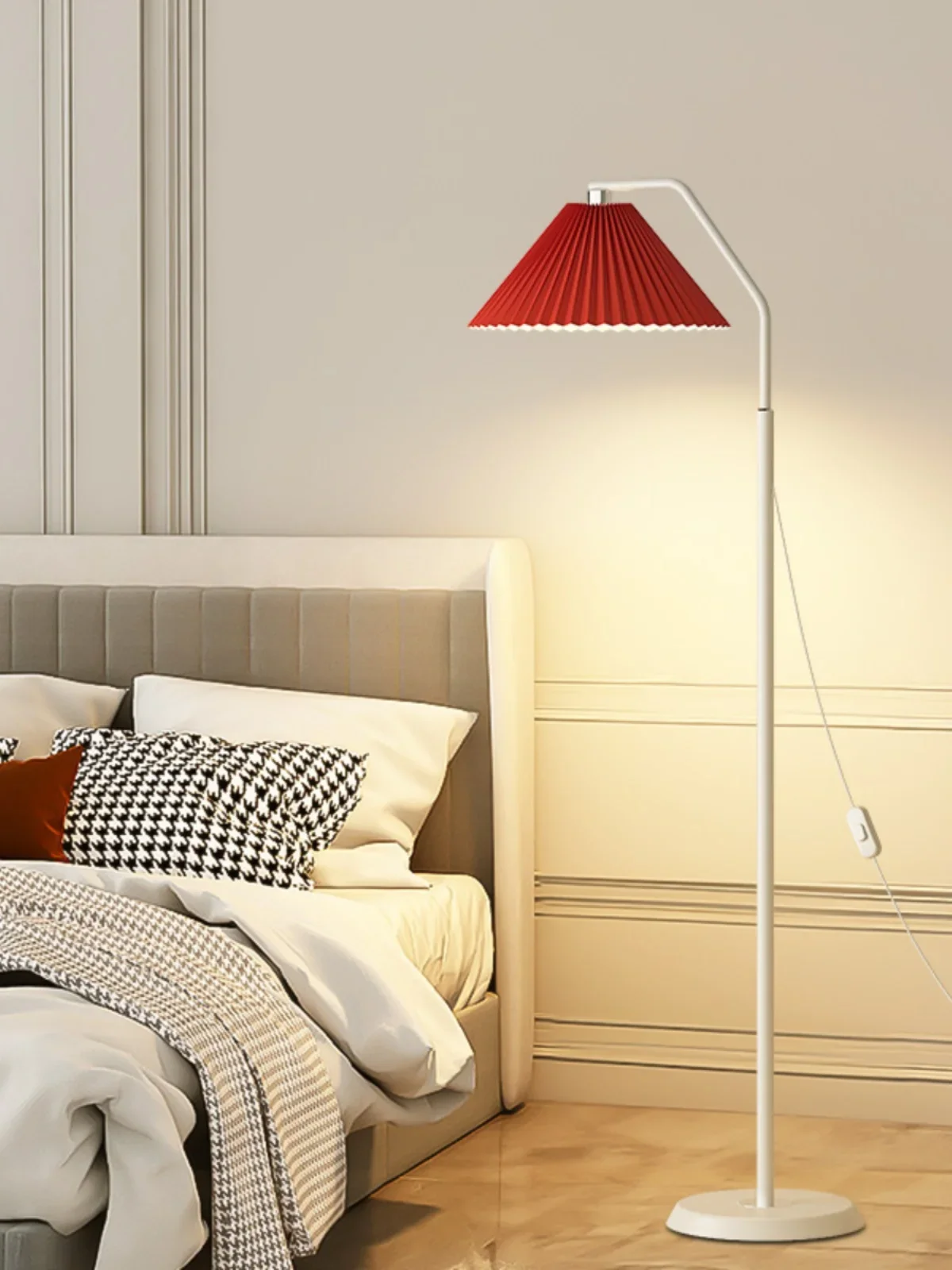 Lámpara de pie LED de estilo nórdico de lujo con diseño plisado, luz de ambiente Vertical Simple para sala de estar, sofá, dormitorio