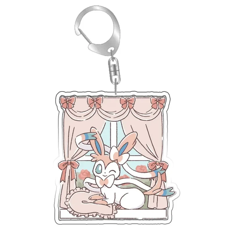 Pokemon Vaporeon Umbreon Sylveon Eevee Jolteon llavero acrílico hecho a sí mismo colgante Anime clásicos juego colección tarjetas juguete para regalo